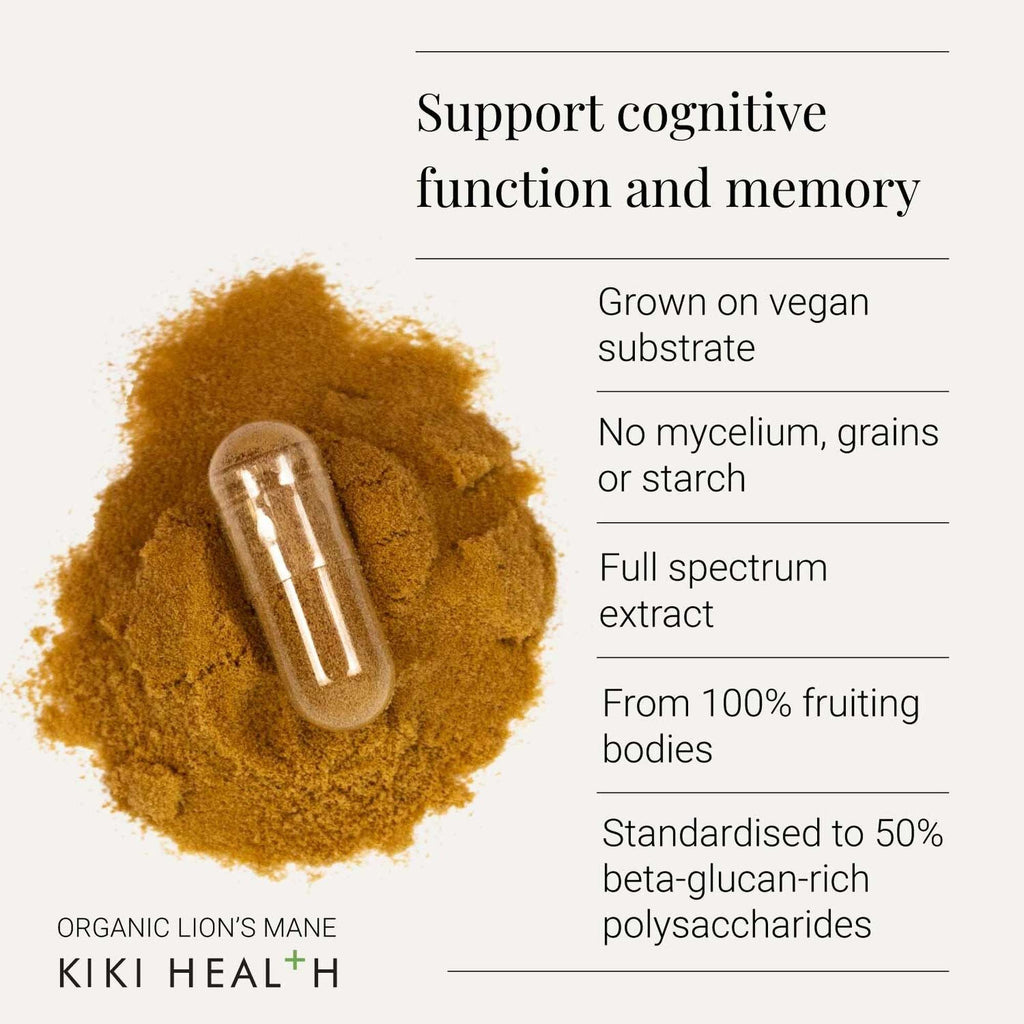 KIKI Health Immune Health Organic Lion's Mane Mushroom Extract 60 Vegicaps