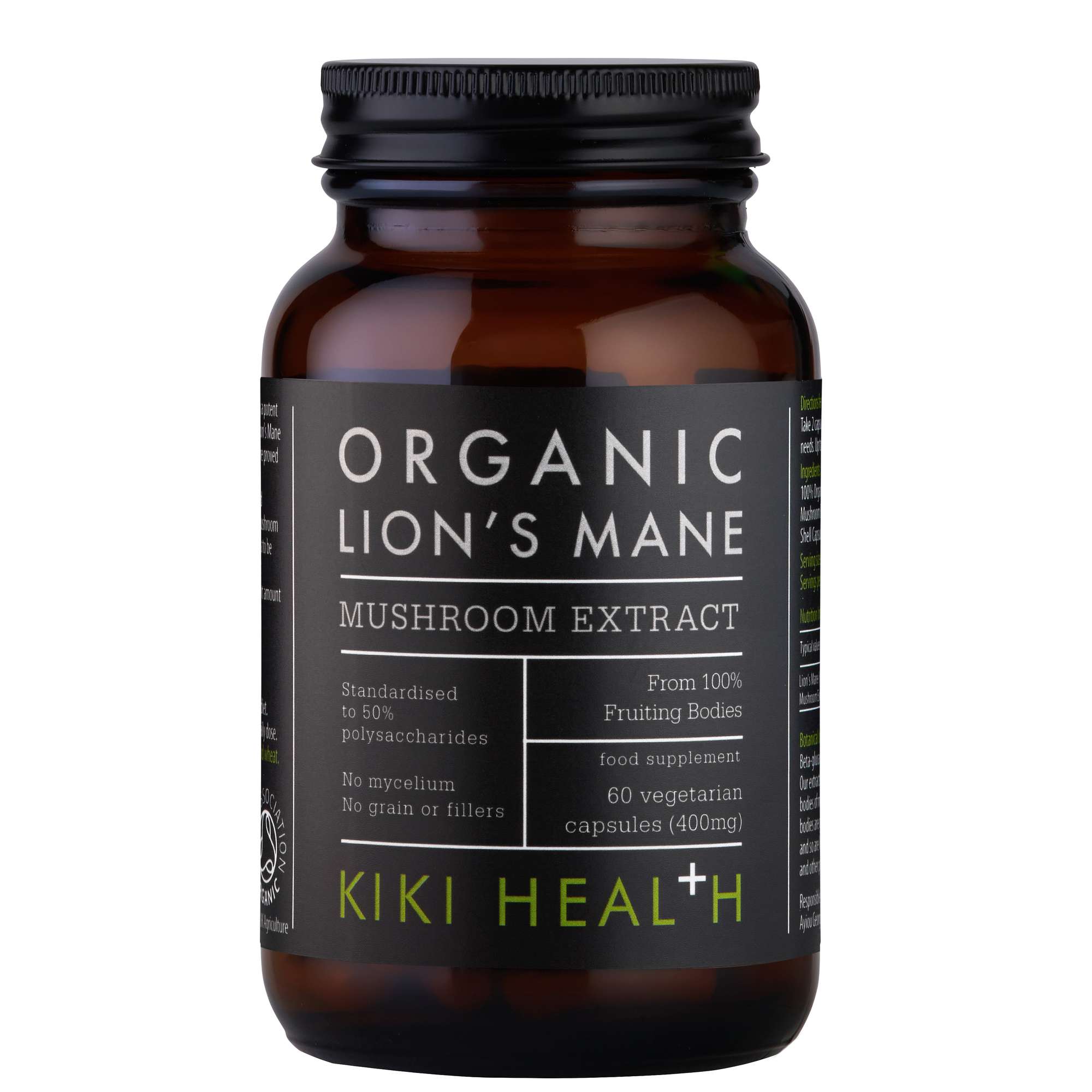 KIKI Health Immune Health Organic Lion's Mane Mushroom Extract 60 Vegicaps