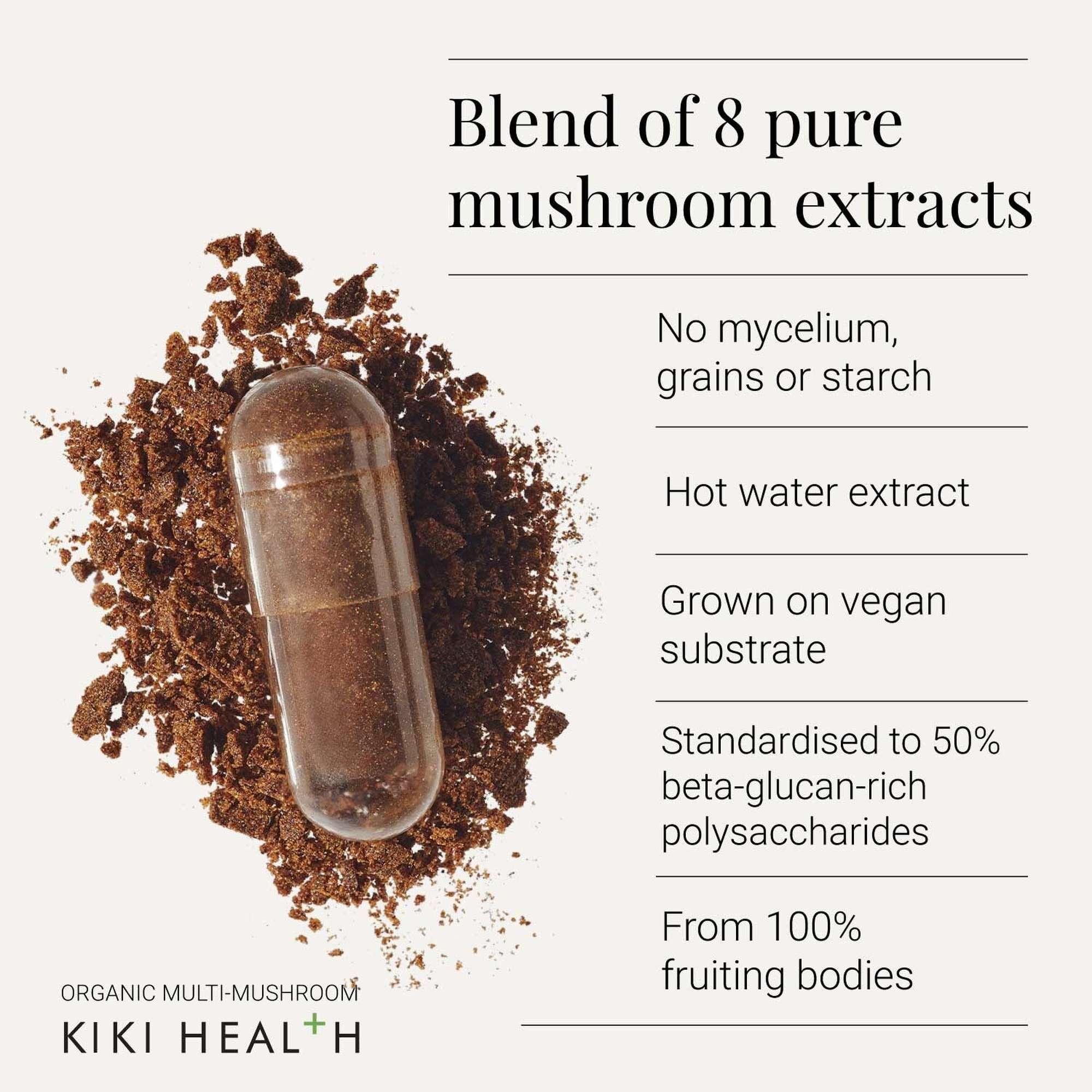 KIKI Health Immune Health Organic Multi-Mushroom 8 Extract Blend 60 Vegicaps