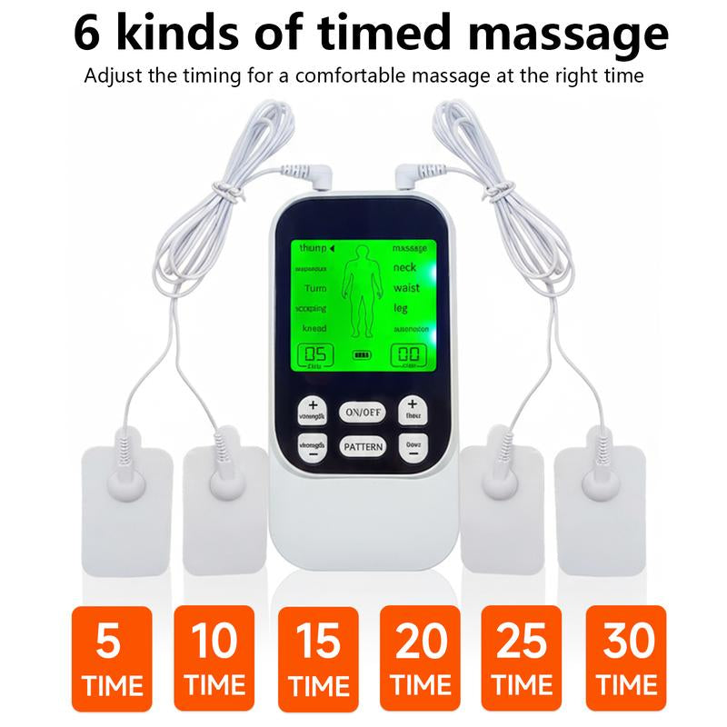 Muscle Massage Unit, 10 Modes Dual Channel, 30 Intensity Levels, Compact Rechargeable Body Massager with 4 Pads