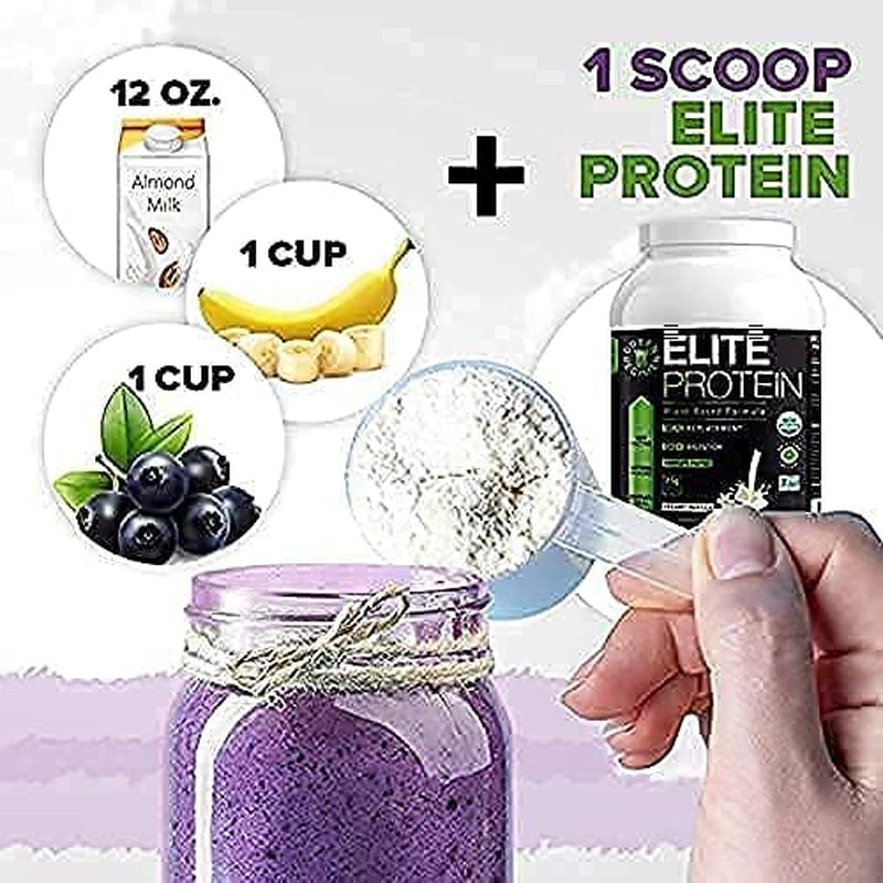 Elite Protein Powder - Vegan, Organic Plant Based Protein Powder, Pea and Hemp Protein, Muscle Recovery and Meal Replacement Protein Shake with 12 Kind Protein Bars (Vanilla - 1.24 Lbs)