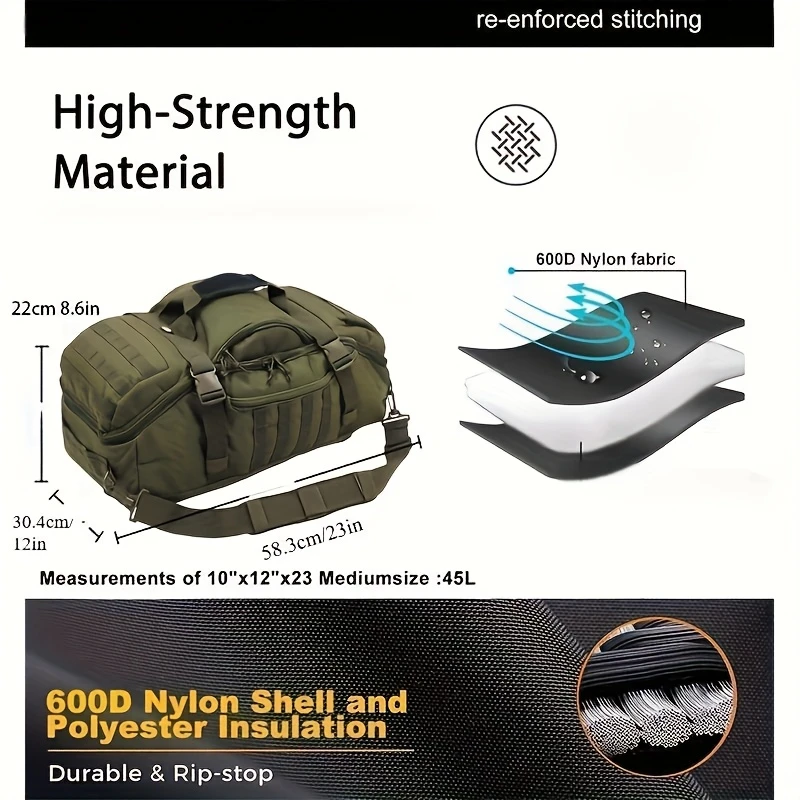 Tactical Gym Duffel Backpack Capacity Bag